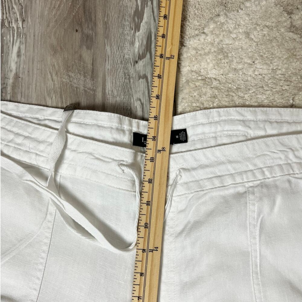Lauren Ralph Lauren White Linen Wide Leg Crop Pants Women’s 18 Old Money Chic - Picture 8 of 10